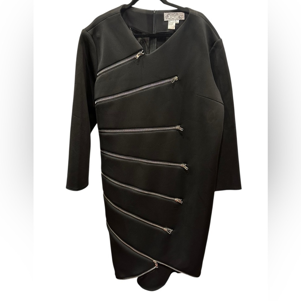 Dorinda Clark-Cole Rose Collection Black bold Zipper accents dress plus size 22W